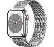 Apple Watch Series 8 4G 41mm Zilver Rvs Milanese Polsband