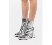 Sacha Zilverkleurige metallic enkellaarsjes met hak | Maat 37