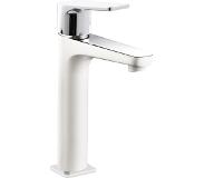 Sanexo Wastafelmengkraan Lambro Opbouw Rond Met Hendel Wit Chroom Hoog