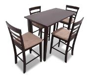 vidaXL Bartafel met 4 barstoelen set hout bruin