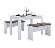 VCM Esal eethoek Eettafel en 2 bankenwit.