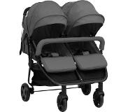 vidaXL Tweelingbuggy staal donkergrijs en zwart