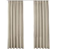 LW Collection Gordijnen beige velvet kant en klaar 270x140cm met haakjes - Kant en klare gordijnen met haken Velours - Gordijnen met haakjes - Fluwelen Verduisterende gordijnen