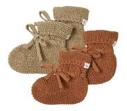 Noppies - Gebreide slofjes - verpakt in cadeaudoosje - 2paar - Baby 0-12mnd - Biologische katoen - Light Green - Chipmunk