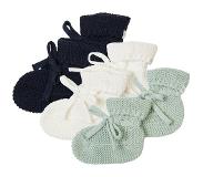 Noppies - Gebreide slofjes - verpakt in cadeaudoosje - 3paar - Baby 0-12mnd - Biologische katoen - Navy - White - Grey Mint