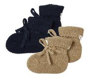Noppies - Gebreide slofjes - verpakt in cadeaudoosje - 2paar - Baby 0-12mnd - Biologische katoen - Light Green - Navy