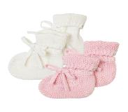 Noppies - Gebreide slofjes - verpakt in cadeaudoosje - 2paar - Baby 0-12mnd - Biologische katoen - White - Rose Melange