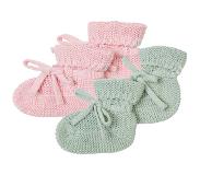 Noppies - Gebreide slofjes - verpakt in cadeaudoosje - 2paar - Baby 0-12mnd - Biologische katoen - Rose Melange - Grey Mint