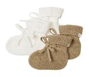 Noppies - Gebreide slofjes - verpakt in cadeaudoosje - 2paar - Baby 0-12mnd - Biologische katoen - White - Light Green