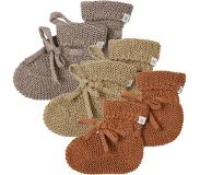 Noppies - Gebreide slofjes - verpakt in cadeaudoosje - 3paar - Baby 0-12mnd - Biologische katoen - Taupe Melange - Light Green - Chipmunk