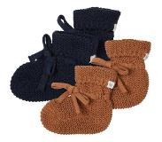 Noppies - Gebreide slofjes - verpakt in cadeaudoosje - 2paar - Baby 0-12mnd - Biologische katoen - Navy - Chipmunk