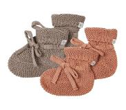 Noppies - Gebreide slofjes - verpakt in cadeaudoosje - 2paar - Baby 0-12mnd - Biologische katoen - Taupe Melange - Café au lait