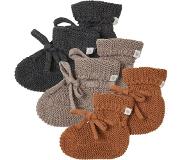 Noppies - Gebreide slofjes - verpakt in cadeaudoosje - 3paar - Baby 0-12mnd - Biologische katoen - Dark grey melange - Taupe Melange - Chipmunk
