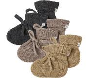 Noppies - Gebreide slofjes - verpakt in cadeaudoosje - 3paar - Baby 0-12mnd - Biologische katoen - Dark grey melange - Taupe Melange - Light Green