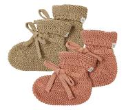 Noppies - Gebreide slofjes - verpakt in cadeaudoosje - 2paar - Baby 0-12mnd - Biologische katoen - Light Green - Café au lait