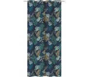 Inspire - verduisterende gordijnen - dekkend gordijn ALEIDA - B.140 x H.280 cm - gordijnen met oogjes - polyester - marineblauw - bladpatroon
