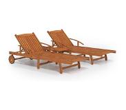 vidaXL Ligbeddenset met tafel massief acaciahout