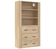 vidaXL Hoge kast bewerkt hout sonoma eikenkleurig