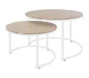 ML-Design Salontafel set van 2 ronde vormen Sonoma eik/wit gemaakt van MDF en metaal ML-Design