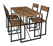 VCM 4-tlg. Holz Metall Essgruppe Küchentisch Esstisch Set Tischgruppe Tisch Stühle Insasi L