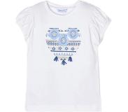 Mayoral Meisjes t-shirt borduursel - Wit. Maat 104