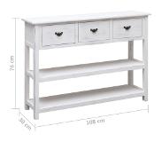 vidaXL Dressoir 108x30x76 cm massief paulowniahout antiekwit