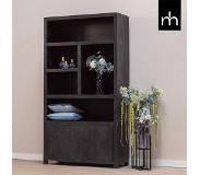 Mangohout Online Mangohouten Wandkast Phoenix 120 cm Mahom (5 open vakken, 2 deuren)