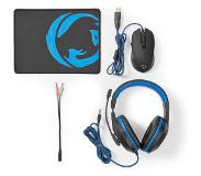 Nedis Gaming EVNOR 3-in-1 Combo kit - Headset, muis en muismat / zwart/blauw