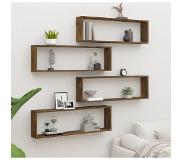vidaXL Wandschappen kubus 4 st 100x15x30 cm bewerkt hout gerookt eiken