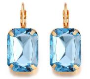 Deja Jewels Goudkleurige oorbellen voor dames met een grote lichtblauwe steen