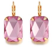 Deja Jewels Goudkleurige oorbellen voor dames met een grote roze steen