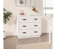 vidaXL Dressoir 80x40x75 cm massief grenenhout wit