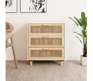 vidaXL Dressoir 60x30x70 cm massief grenenhout en rattan wit