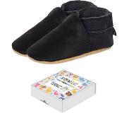 SOMIC Babyschoenen Jongens Leer - Baby Schoenen Meisjes Zachte Zool - Babyschoentjes Meisje Flexibele Zool - Antislip Eerste Loopschoentjes -Zachte Leren - maat S – 0-6 maanden - 11 cm - Zwart
