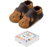 SOMIC Babyschoenen Jongens Leer - Baby Schoenen Meisjes Zachte Zool - Babyschoentjes Meisje Flexibele Zool - Antislip Eerste Loopschoentjes -Zachte Leren - maat S – 0-6 maanden - 11 cm - aap