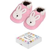 SOMIC Babyschoenen Jongens Leer - Baby Schoenen Meisjes Zachte Zool - Babyschoentjes Meisje Flexibele Zool - Antislip Eerste Loopschoentjes -Zachte Leren - maat L –12-18 maanden - 13 cm - Roze Konijn