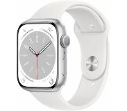 Apple Watch S8 - 45mm Aluminium - Silver - White Sportband