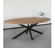 Lizzely Garden & Living Eettafel ovaal visgraat 210cm Obie bruin ovale tafel