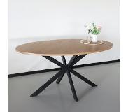 Lizzely Garden & Living Eettafel ovaal visgraat 160cm Obie bruin ovale tafel