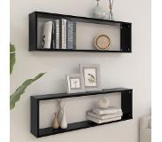 vidaXL Wandschappen kubus 2 st 100x15x30 cm spaanplaat zwart
