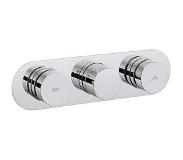 Crosswater Dial douchekraan horizontaal met omstel en 2 knoppen inclusief inbouwdeel chroom DIAL-CENT-4