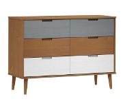 vidaXL Ladekast MOLDE 113x40x80 cm massief grenenhout bruin