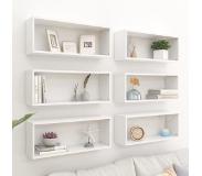 vidaXL Wandschappen kubus 6 st 60x15x23 cm spaanplaat wit