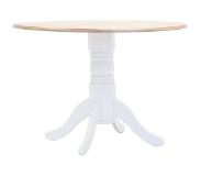 vidaXL Eettafel 106 cm massief rubberwood wit en bruin