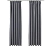 vidaXL Gordijnen verduisterend met haken 2 st 140x175 cm grijs