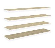 vidaXL Wandschappen zwevend 4 st 90x23,5x3,8 cm MDF eikenkleurig wit