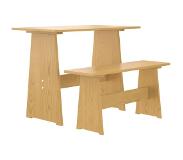 vidaXL Eettafel met bankje massief grenenhout honingbruin