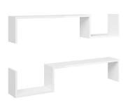 vidaXL Wandschappen 2 st 100x15x20 cm spaanplaat hoogglans wit