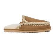Mou Pantoffels Dames Sloffen / Instappers - Suède - Harde zool - Dichte hiel - suede slipper - Cognac - Maat 38