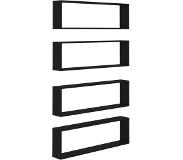 vidaXL Wandschappen kubus 4 st 100x15x30 cm spaanplaat zwart